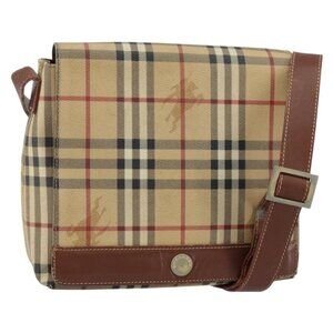 Authentic BURBERRY Nova Check Shoulder Bag PVC Beige